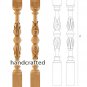 Architectural wood stair newel post design - Wooden stair parts (Set of 2)