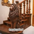 Lion Newel Post, Wood carved sculpture, Staircase Column Post