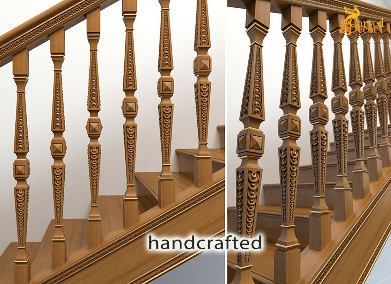 Carved baluster hardware designs - Stair parts (10 pc.)