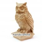 Carved wood finial Owl wood Owl carving statue newel post top cap