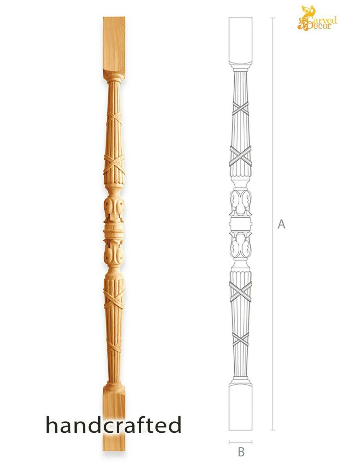 Custom made oak stair balusters designs - Stair parts (10 pc.)
