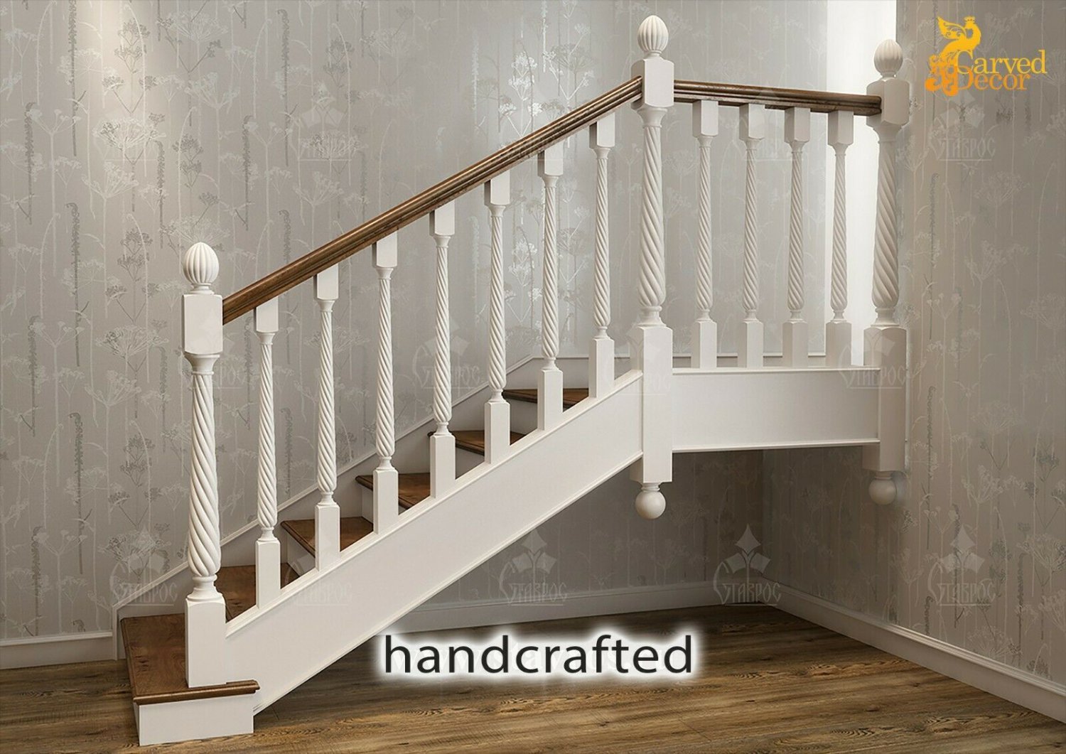Custom Made Wood Newel Posts for sale (Set of 2) hand carved wood
