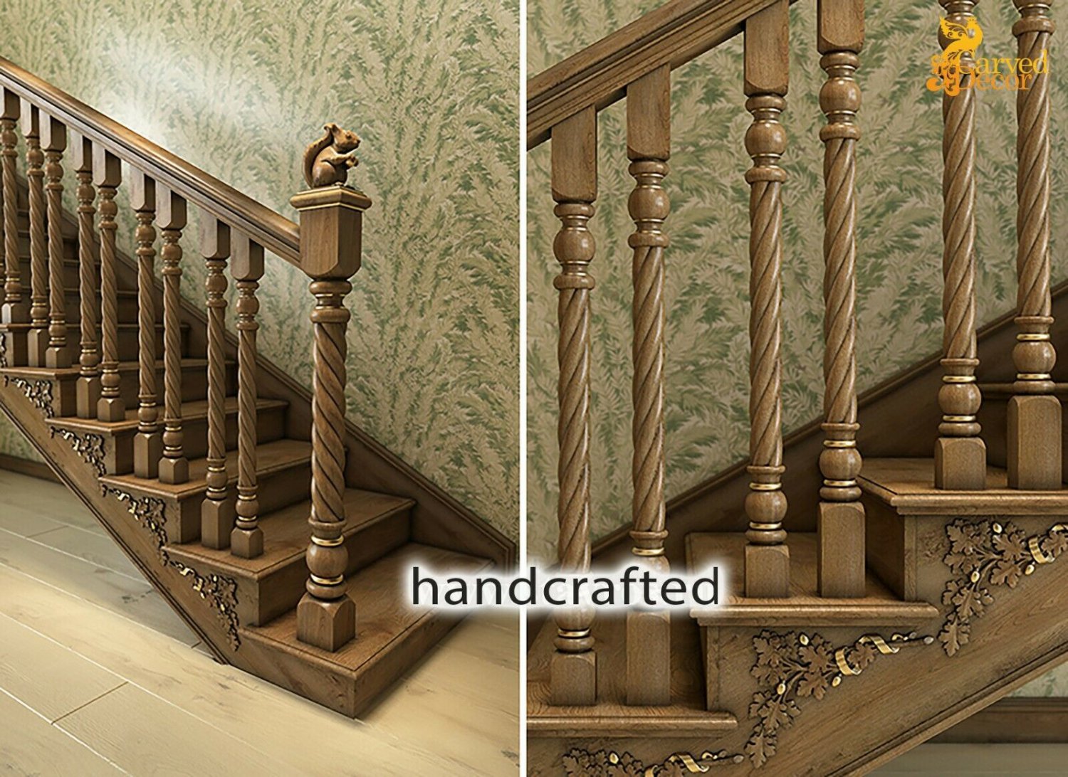 Custom Made Exterior Newel Post for Staircase (Set of 2) hand carved wood