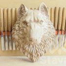 SET OF 10 Wolf head hand carved wood, wood carving mask wolf, decorative animal
