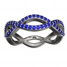 925 Sterling Solid Silver Womens Wedding Engagement Blue Sapphire Infinity Ring