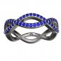925 Sterling Solid Silver Womens Wedding Engagement Blue Sapphire Infinity Ring