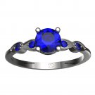 Blue Sapphire 14k White Gold Finish 925 Sterling Solid Silver Womens Anniversary Ring
