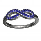 14k White Gold Finish 925 Sterling Solid Silver Blue Sapphire Womens Engagement Ring