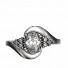 14k White Gold Finish 925 Sterling Solid Silver Womens Diamond Engagement Ring
