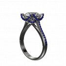 Womens Diamond And Blue Sapphire Engagement Ring 14k White Gold Finish 925 Sterling Silver