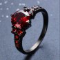 Red Garnet Black Gold Finish 925 Sterling Silver Womens Anniversary Ring