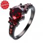 Red Garnet Black Gold Finish 925 Sterling Silver Womens Anniversary Ring