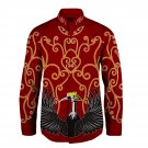 PRE ORDER MAROON BATIK ENGGANG BIRD WITH GOLD LINE FRONT SIDE SIZE S M L XL 2XL FOR MAN AS01