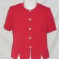 Leslie Fay Red Career Top Floral Buttons sz 10 like  new