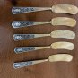 Vtg Set Of 5 Amfarco Siam Inlaid Buddha Brass Pate , 5 Pate Knifes 1/2" L