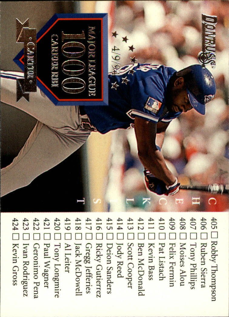 1995 Donruss 490 Joe Carter CL