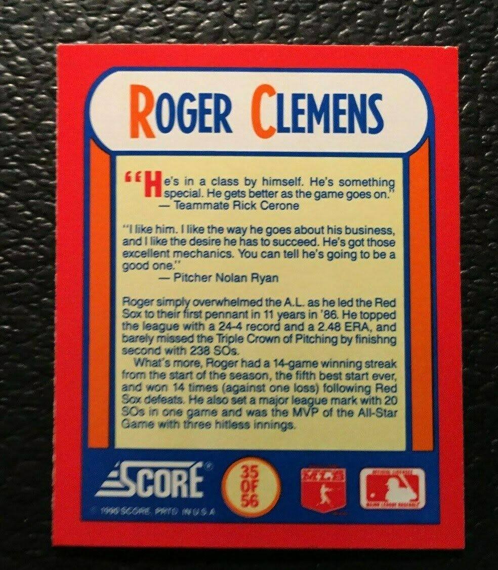 1990 Score - The MVPs 35 Roger Clemens