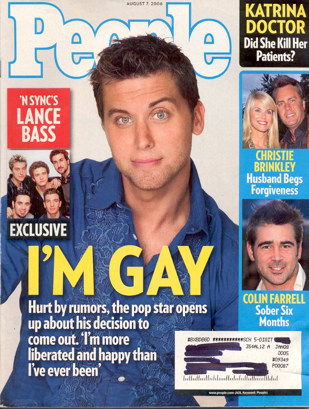 PEOPLE MAGAZINE AUGUST 2006 - 'N SYNC'S LANCE BASS - I'M GAY EXCLUSIVE ...