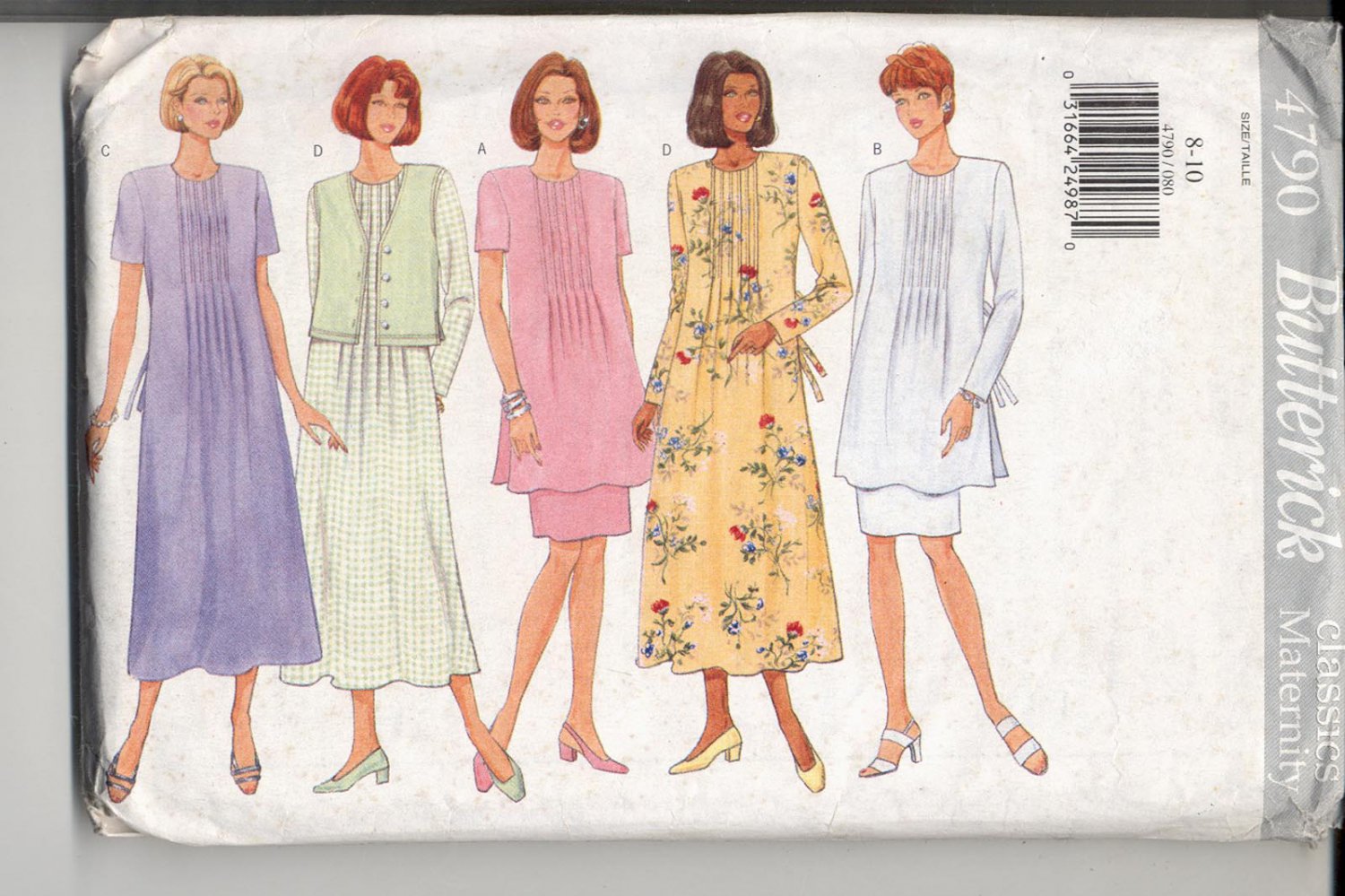 BUTTERICK #4790 PATTERN - WOMEN'S CLASSICS MATERNITY SIZE 8-10 UNCUT ...