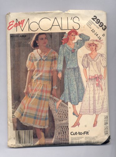 McCalls Sewing Pattern For Women, Size 10, 12, 14, Cut To Fit Dresses UNCUT