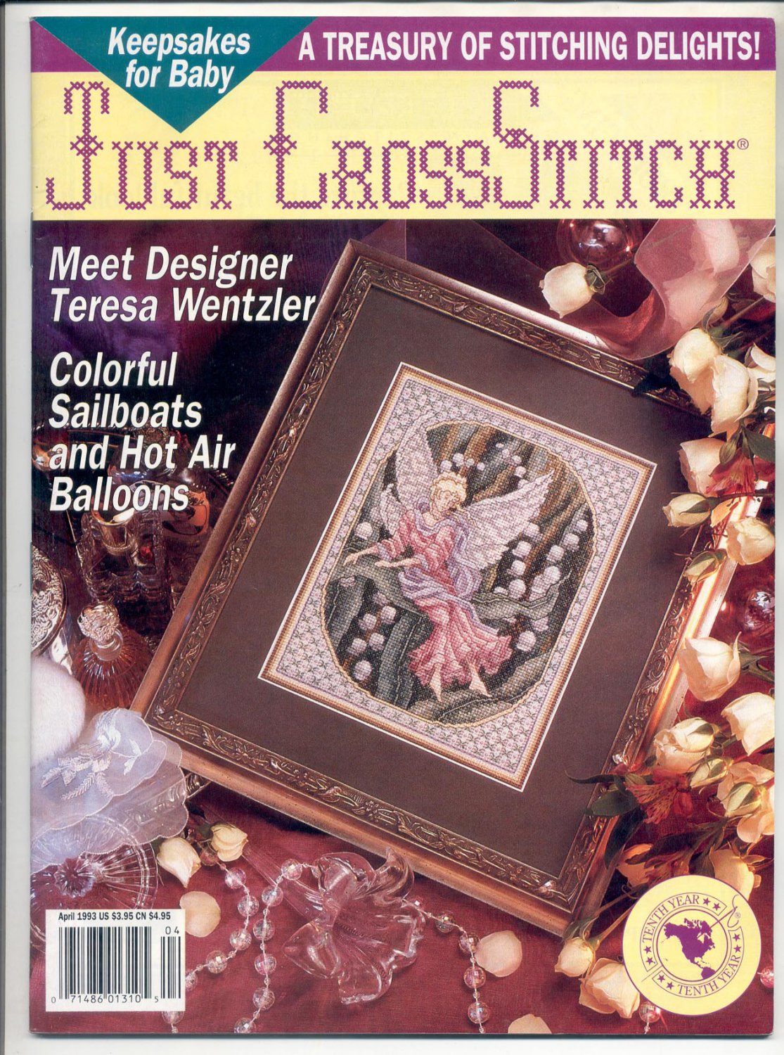 JUST CROSS STITCH BACK ISSUE MAGAZINE APRIL 1993 MINT