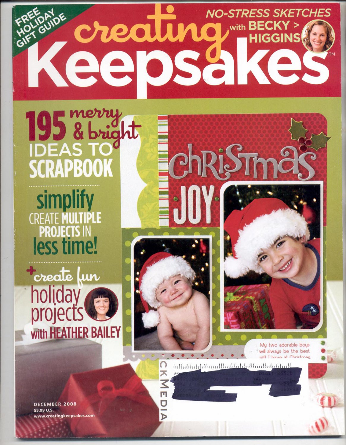 CREATING KEEPSAKES SCRAPBOOKING CRAFT MAGAZINE DECEMBER 2008 NEAR MINT