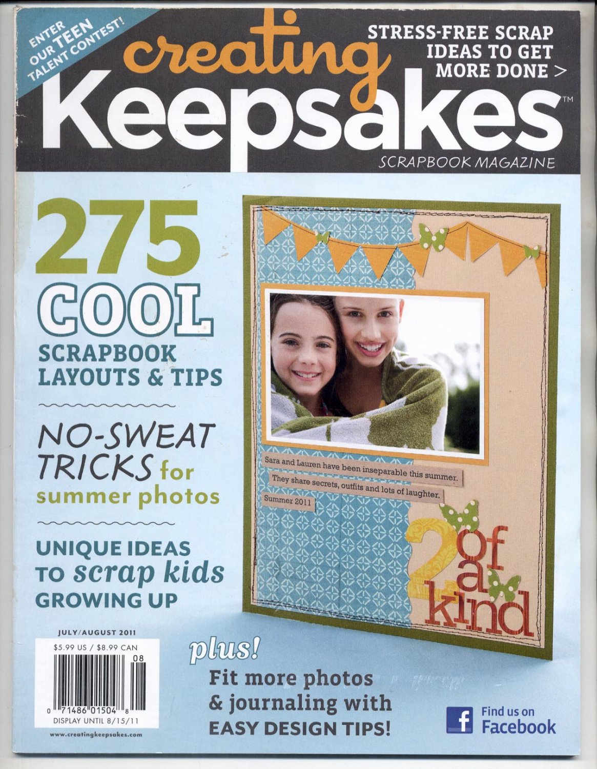 CREATING KEEPSAKES SCRAPBOOKING CRAFT MAGAZINE JULY AUGUST 2011 NEAR MINT