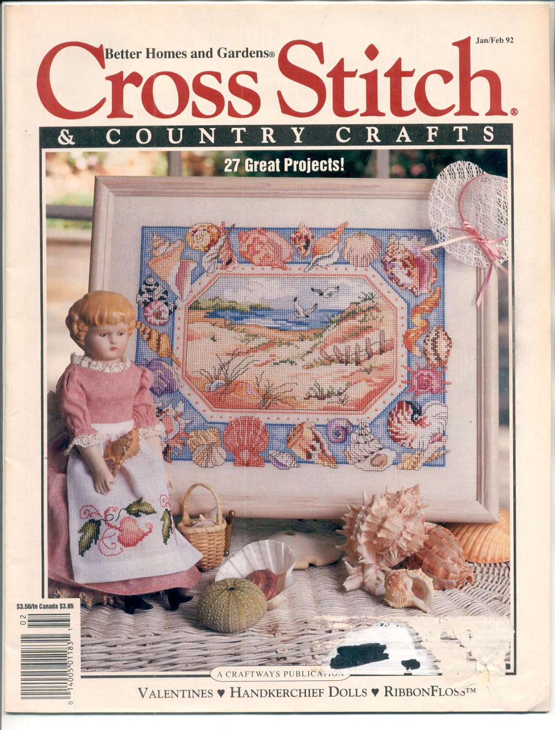 CROSS STITCH & COUNTRY CRAFTS BACK ISSUE MAGAZINE JANUARY FEBRUARY 1992