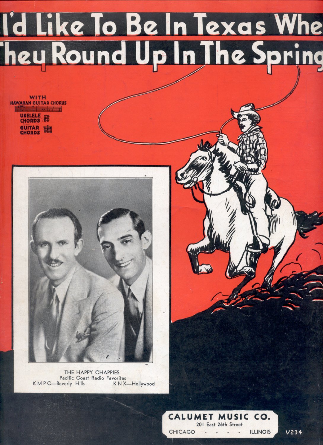 I'D LIKE TO BE IN TEXAS WHEN THEY ROUND UP IN THE SPRING 1937 VINTAGE SHEET MUSIC