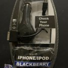USB Car Charger iPhone 4 BlackBerry Android Rapid Charging Retractable Cable