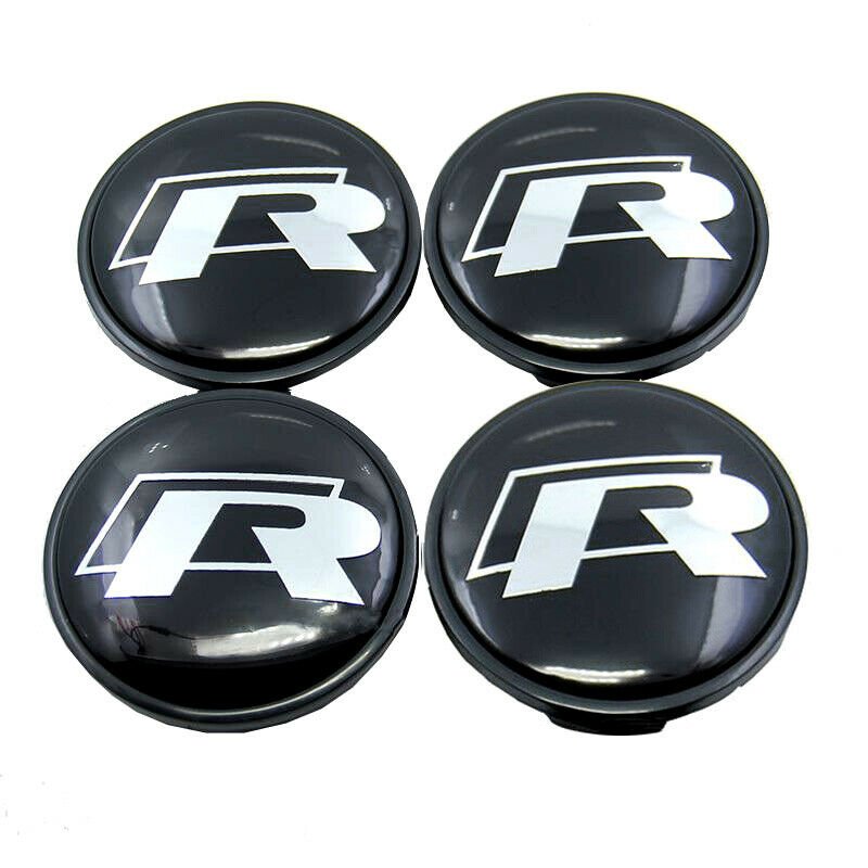 65mm R Line Black Silver Hubcap Center Cap Wheel Cover
