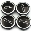 60mm FIAT 500 Black Silver Hub caps Rim Cover Cap Hub Cover