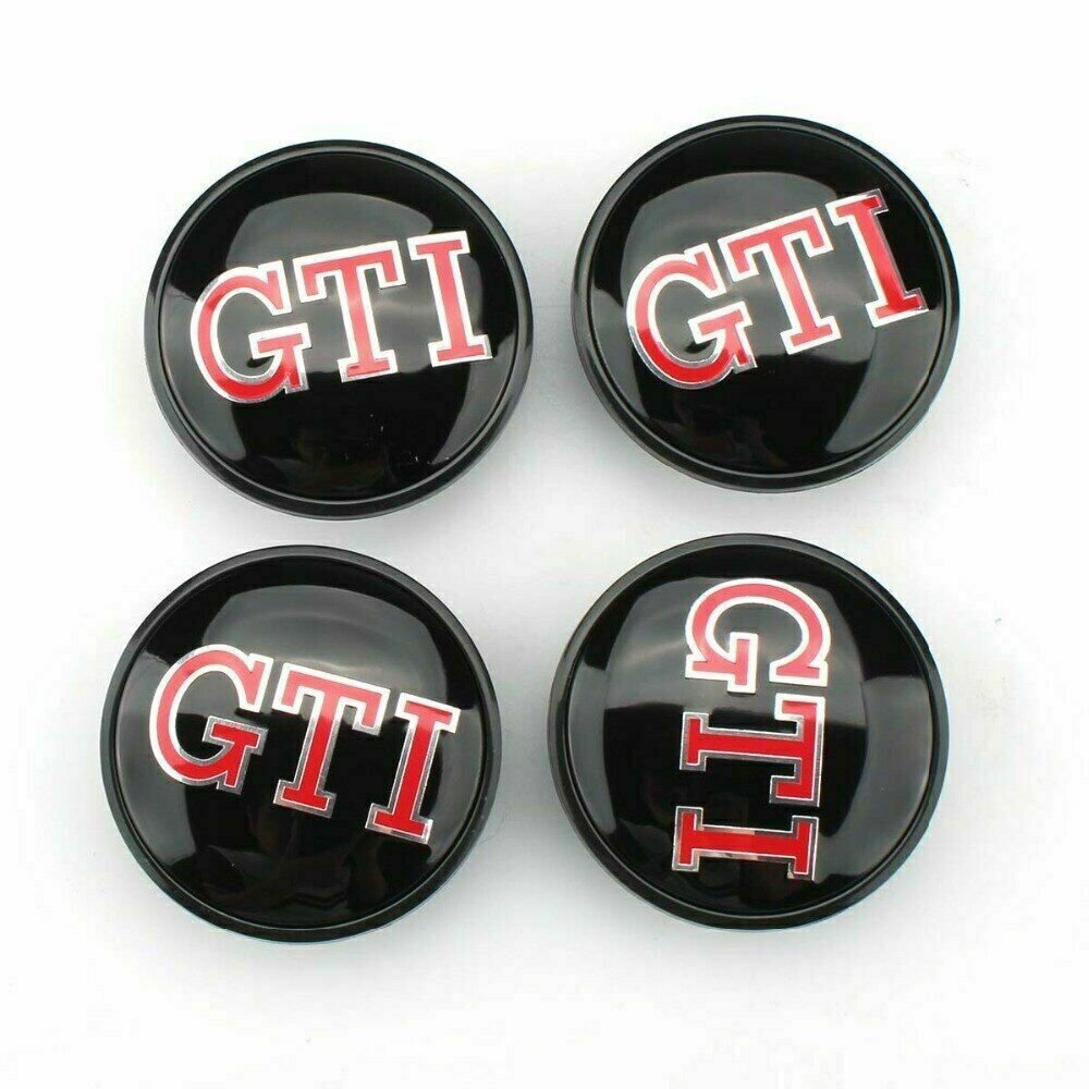 65mm GTI Black Red Hubcap Cover Wheel Center Caps