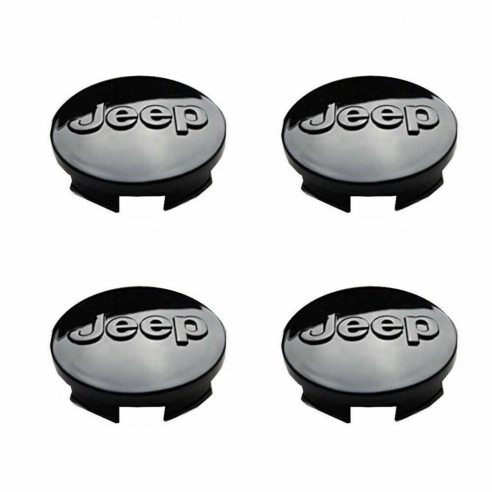 64mm JEEP Black Hubcap Wheel Cover Center Cap Set