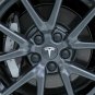 58mm TESLA Black Silver Hubcap Center Cap Cover Wheel Set