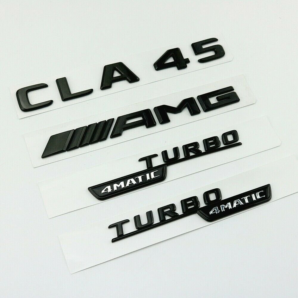 CLA45 AMG TURBO 4MATIC Black Sticker Logo 3D Emblem Exterior Design Sign Trunk Side
