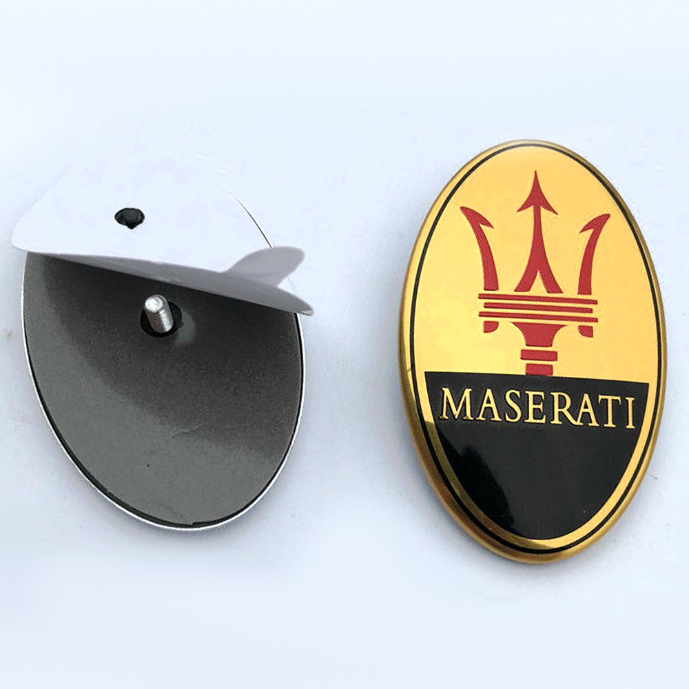 Maserati Front Golden Black Hood Emblem Badge Logo Ornament