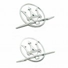 Maserati Side Door Silver Emblem Badge Logo Ornament SET