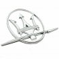 Maserati Side Door Silver Emblem Badge Logo Ornament SET