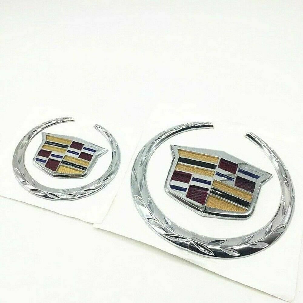 Cadilac Silver Front and Back Emblem Sticker SRX ATS XTS