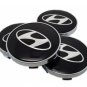 60mm Hyundai Black Silver Hubcap Cover Wheel Center Cap Set