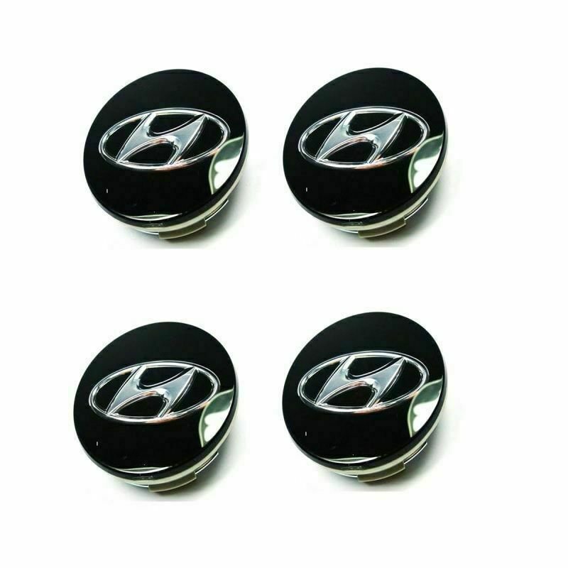 59mm Hyundai Black Silver Hubcap Wheel Cover Center Cap Set