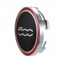 Fiat 500 Black Red Hubcap Center Wheel Cover Cap Set
