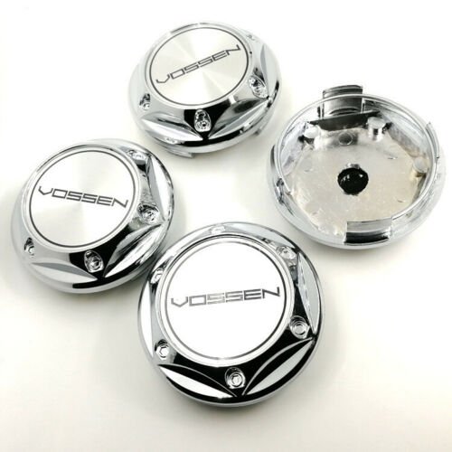 65mm Vossen Silver Chrome Hubcap Wheel Cover Center  Cap Set