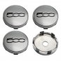 60mm Fiat 500 Silver Black Hubcap Wheel Cover Center Cap Set