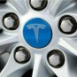 58mm TESLA Blue Silver Hubcap Wheel Cover Center Cap Set