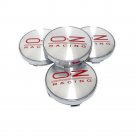 60mm OZ Racing Silver Red Hubcap Wheel Cover Center Cap Set