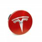 58mm Tesla Red Silver Hubcap Wheel Cover Center Cap Set