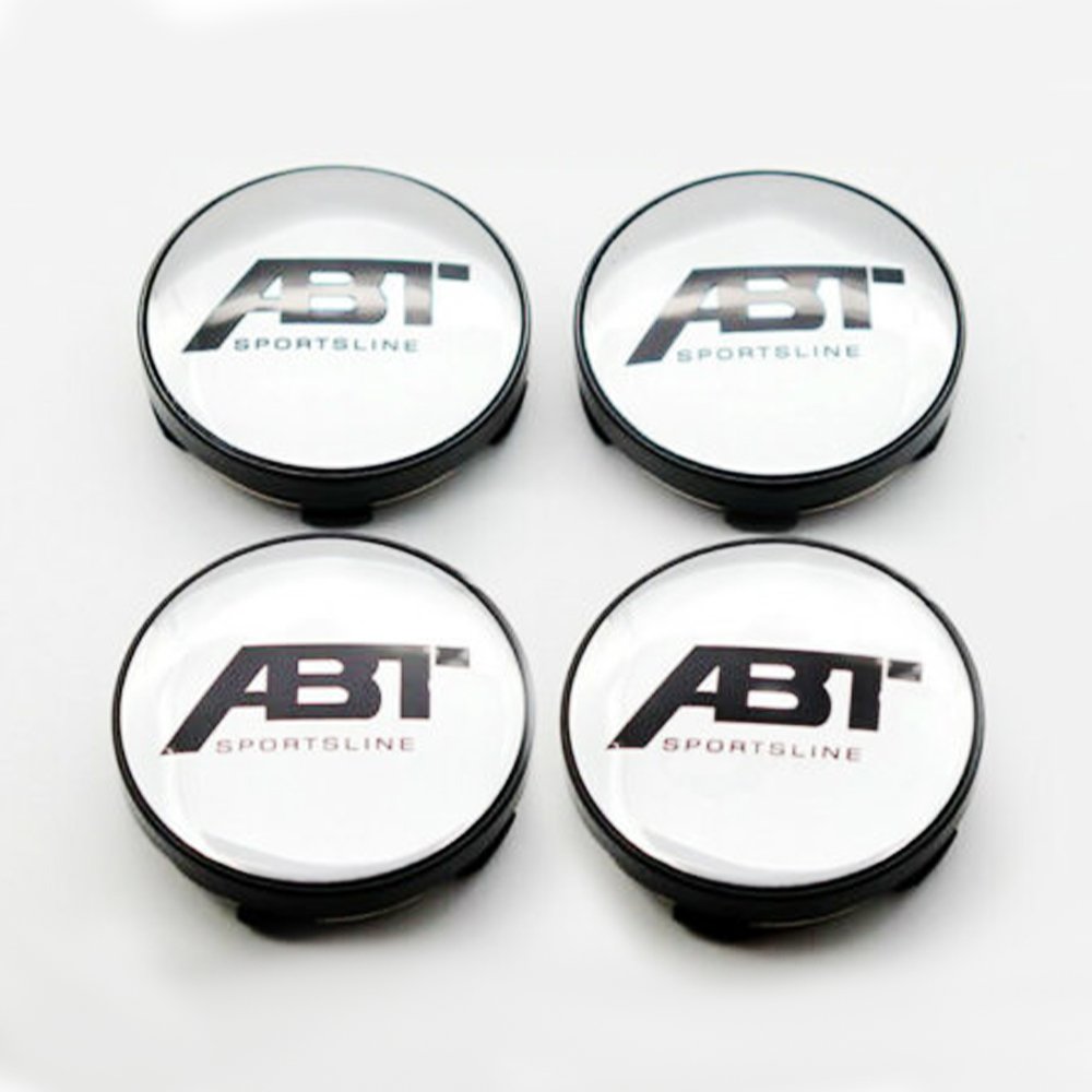 60mm ABT Silver Black Hubcap Wheel Cover Center Cap Set