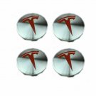 58mm Tesla Silver Red Hubcap Wheel Cover Center Cap Set